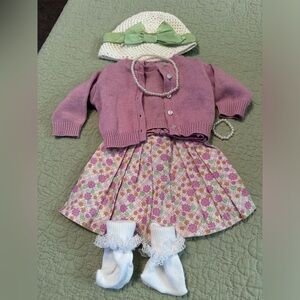 American Girl Doll Sweater set and Skirt w/Hat Outfit.